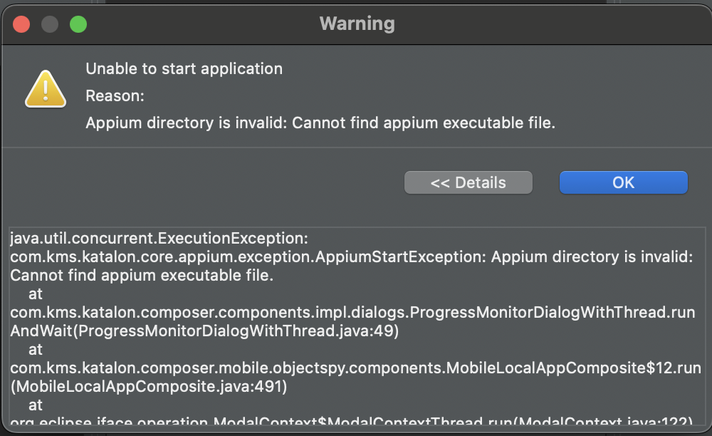 katalon-mobile-error-appium-dir-invalid