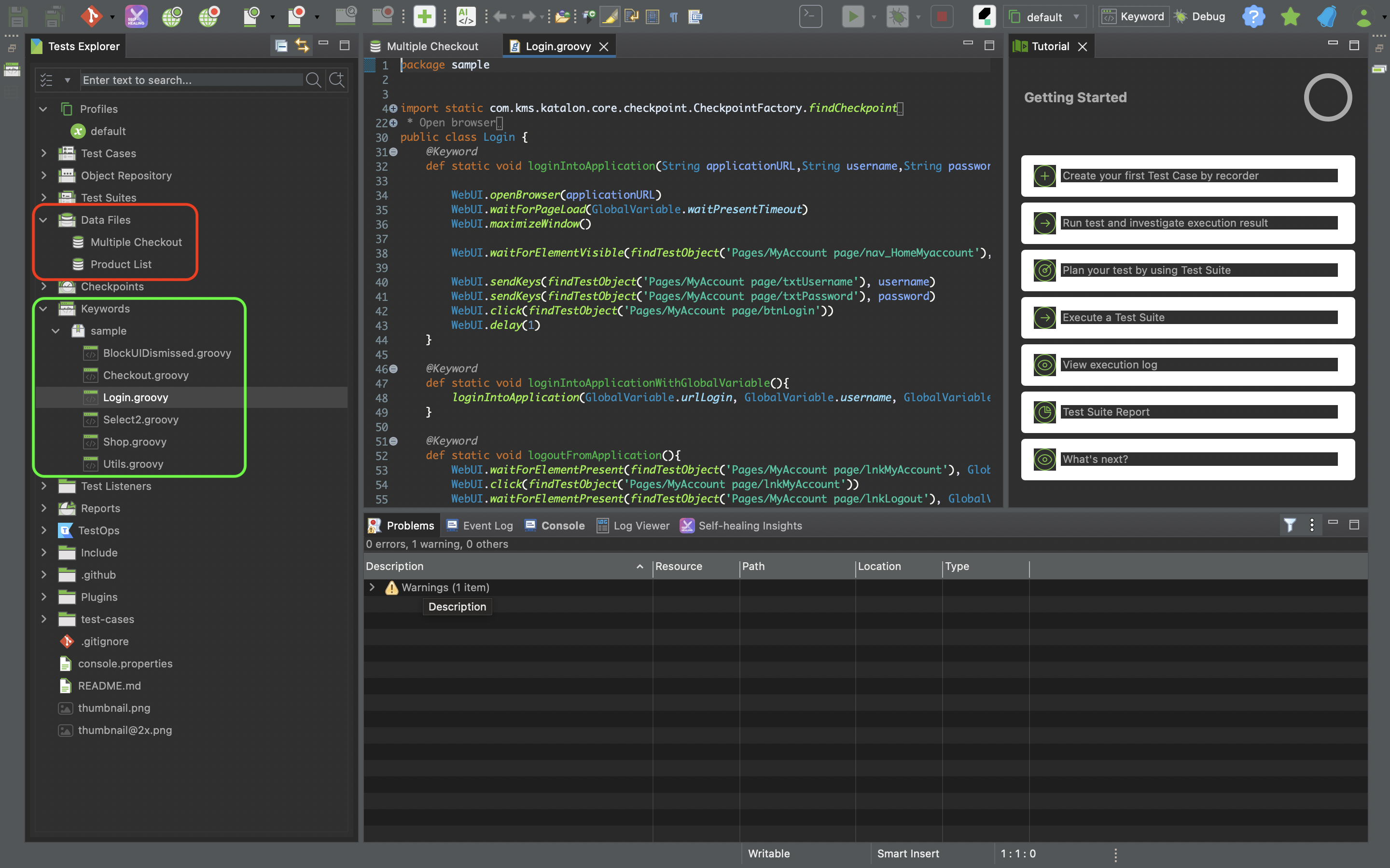 data files and custom keywords
