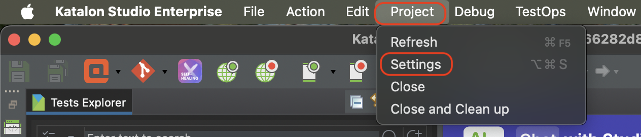 Katalon Studio Project Settings