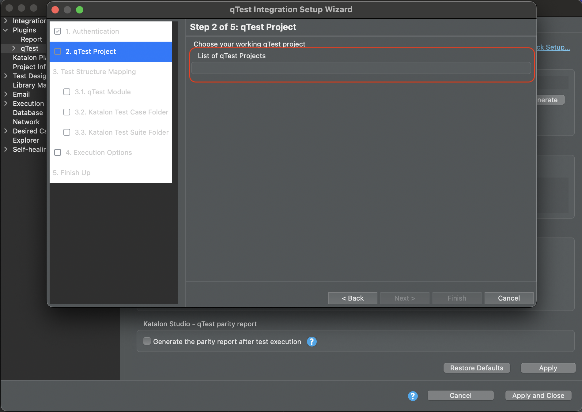 qTest Project Not Loaded in Katalon Studio