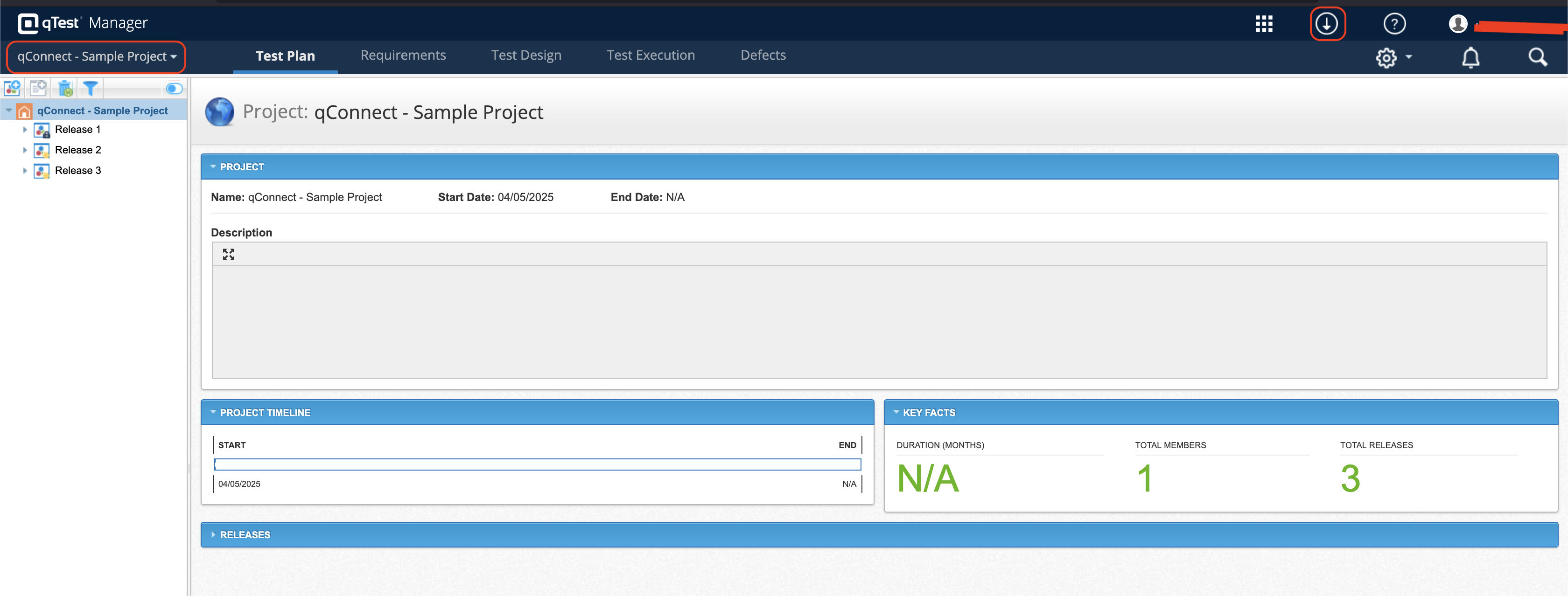 qTest Project Selection