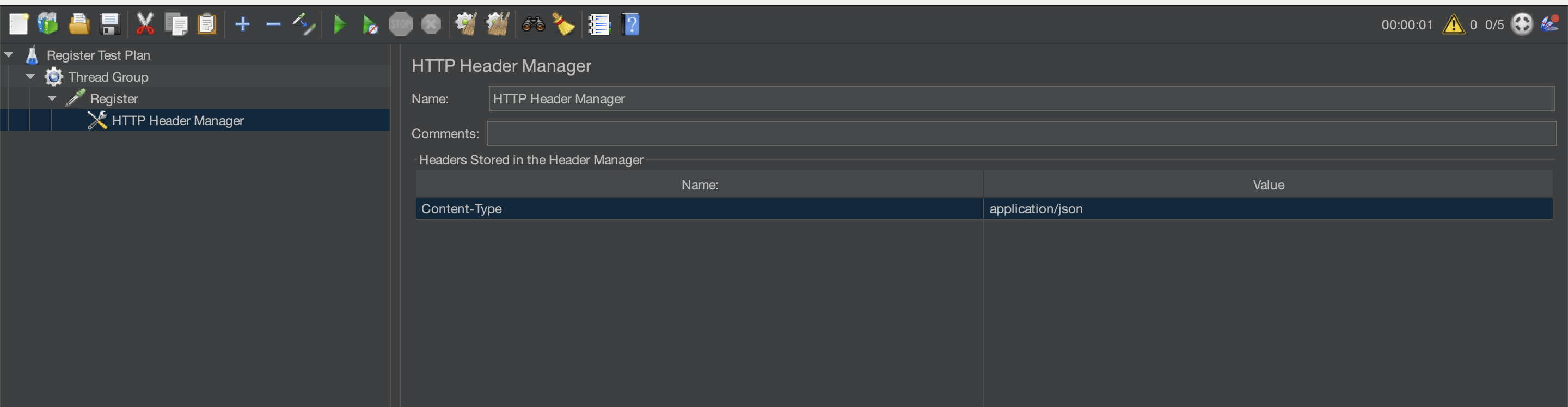 HTTP Header Manager Setting