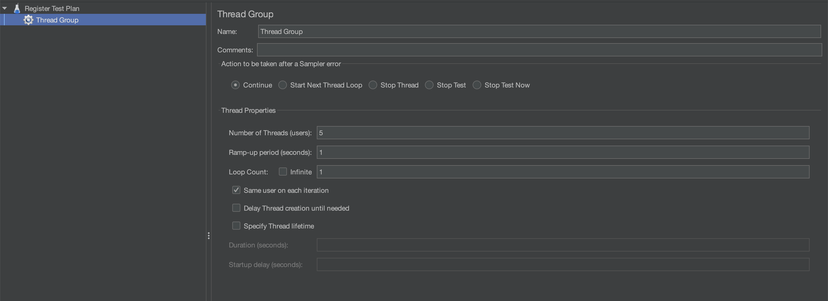 Thread Group Setting