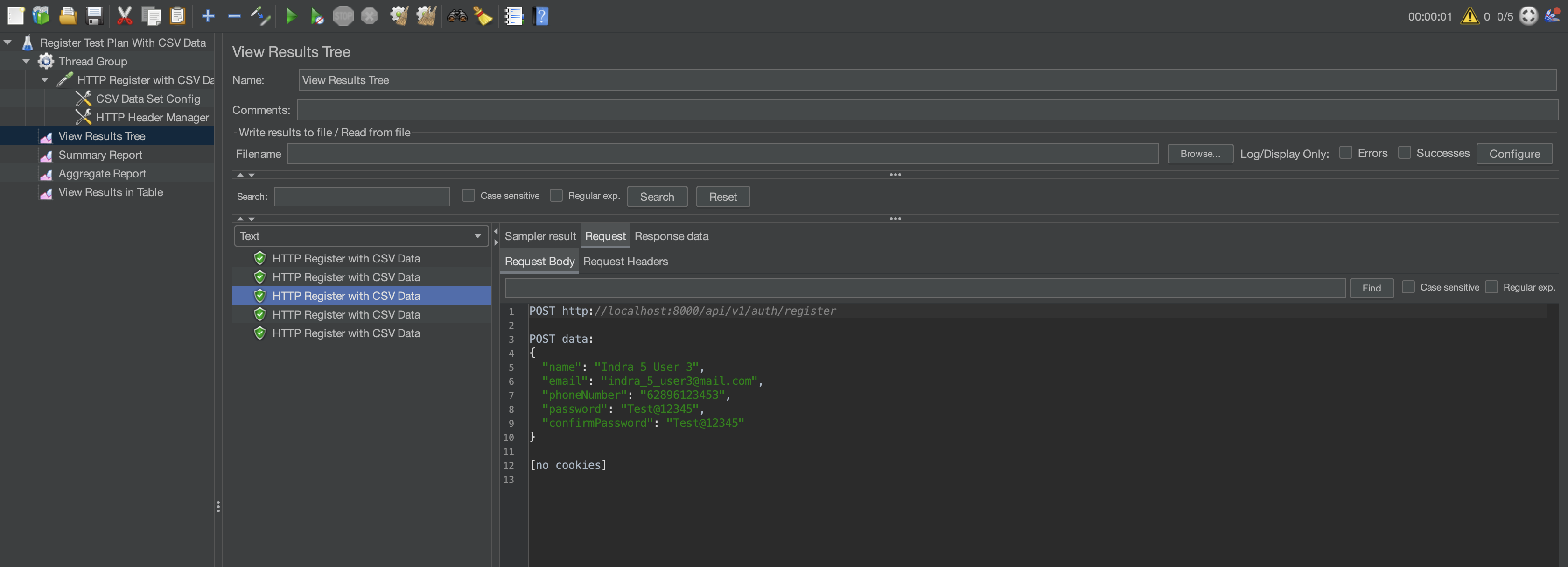 View Result Tree Run Test