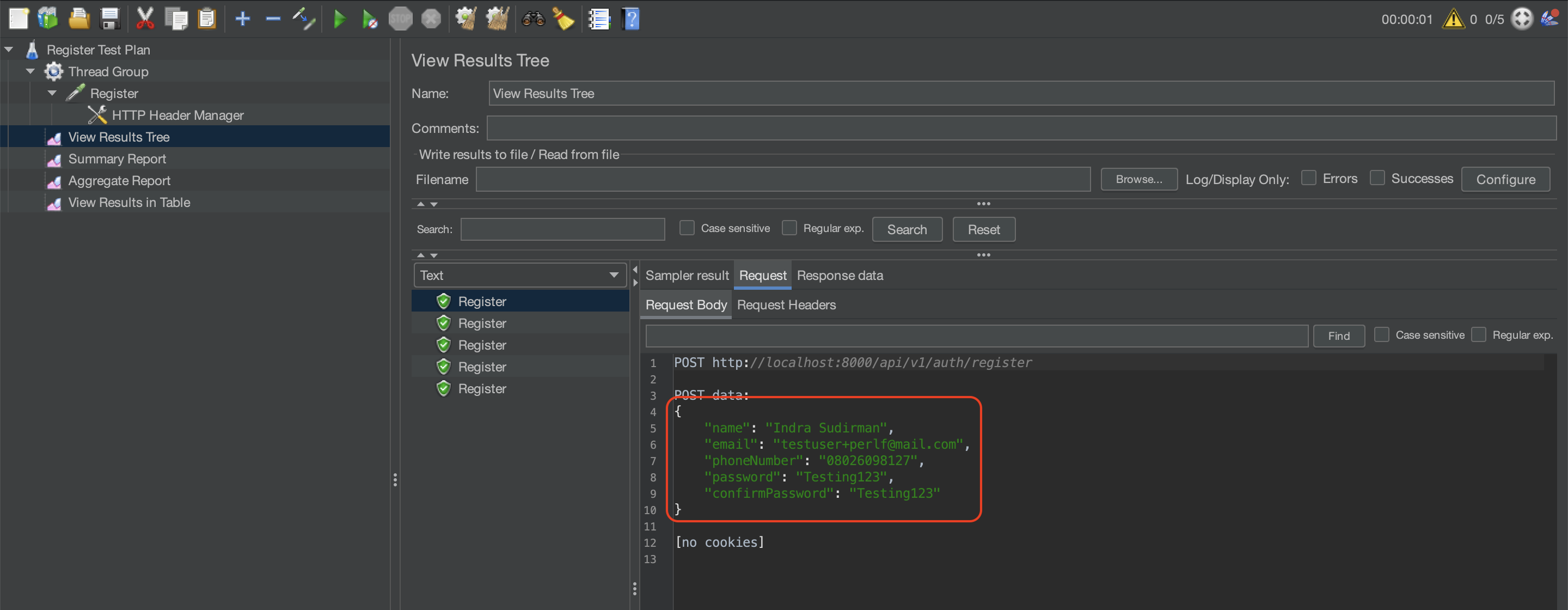 View Result Tree Run Test