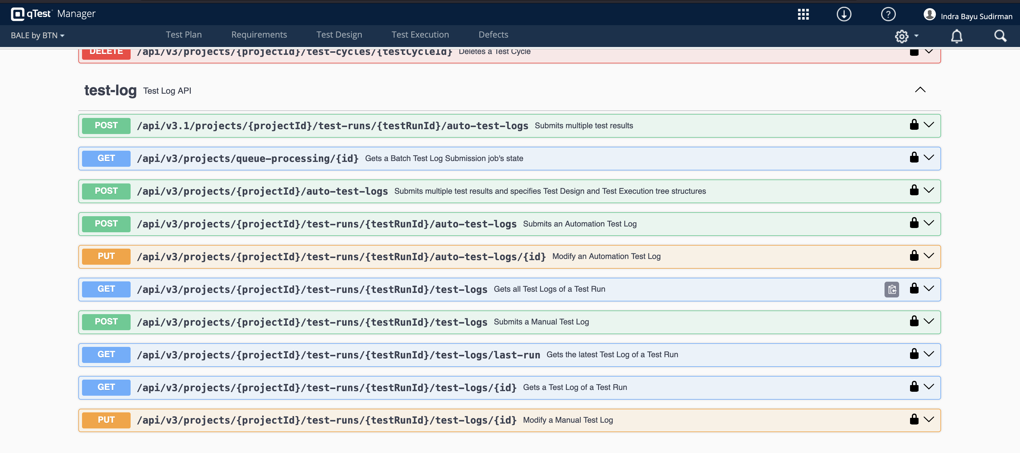 qTest Update Test Log